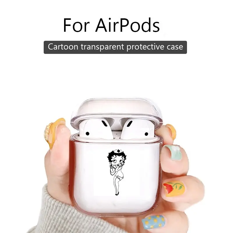 Милый прозрачный чехол для беспроводных наушников AirPods 2 1 pro Bluetooth гарнитуры Betty Boop