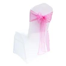 Красные, розовые прозрачные ленты из органзы, свадебные украшения, пояс для стула, чехлы для стула с узлом, бантики, галстуки, стулья, Декор, вечерние принадлежности