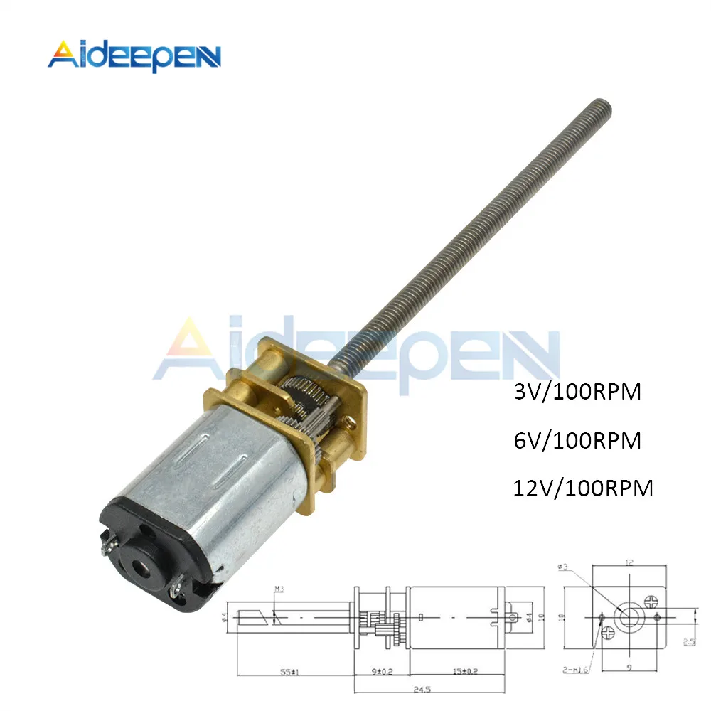 GA12-N20 M3*55 Screw Speed Reduction Gear Motor DC 3/6/12V 100RPM High Torque Electric Gearbox Reducer For DIY RC Car Robot Boat |