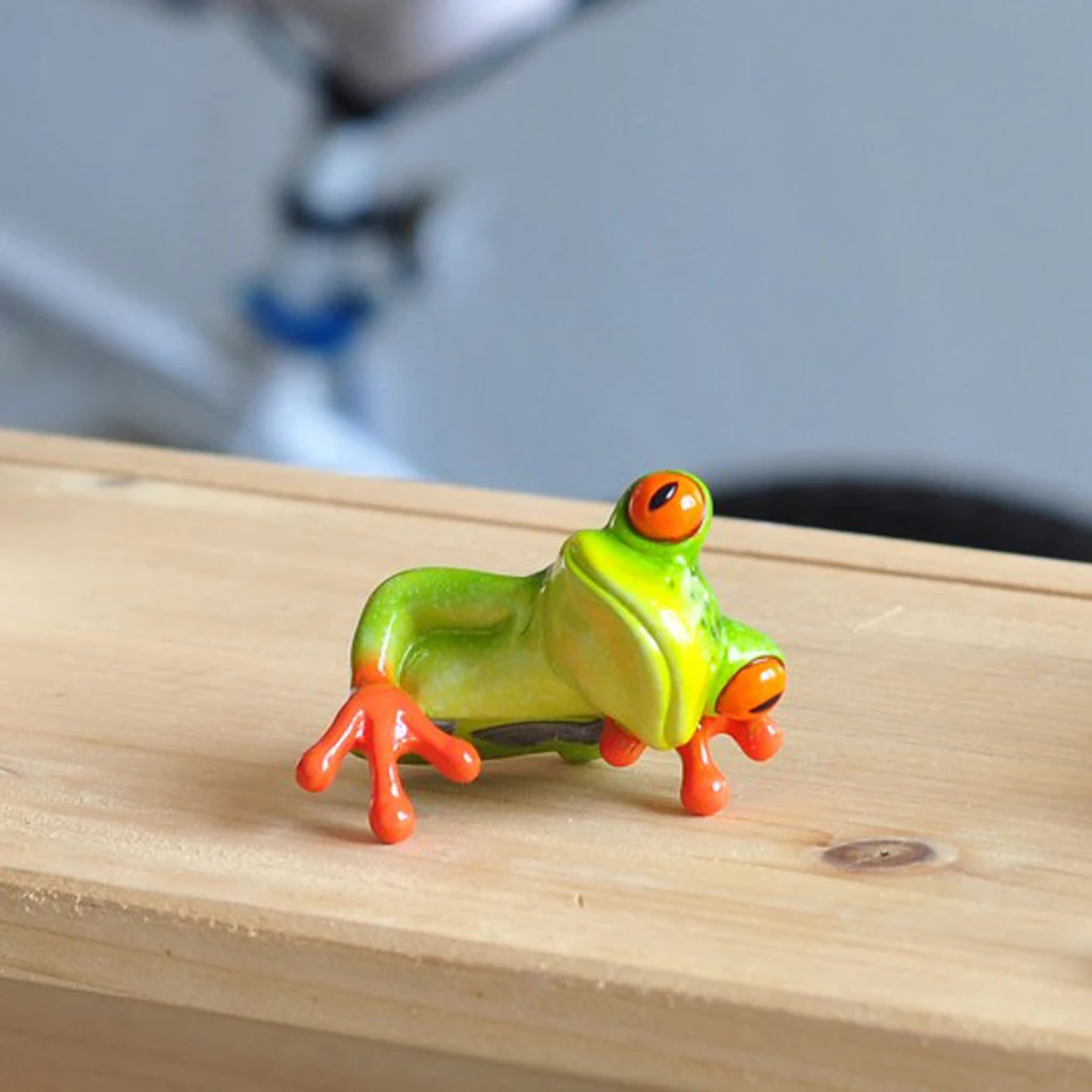 3D Resin Frogs Figurine Cute Animal Resin Miniatures Craft Home Fairy Garden Ornament Decor Gifts
