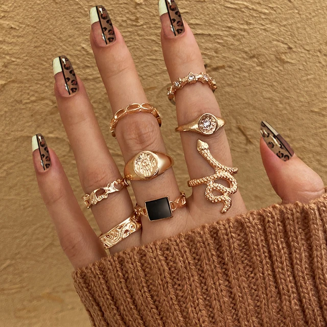 6Pcs Vintage Gothic Butterfly Angle Flower Multi Element Ring Set For Women Men Retro Personality Finger Ring Gifts LY5461201