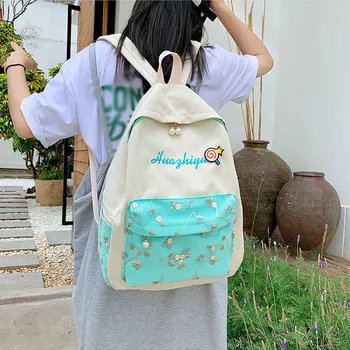 

New Lace Face Small Fresh Flower Student Bag Female Tide Large Capacity Backpack College Schoolbag Fashion for Teenager Girl