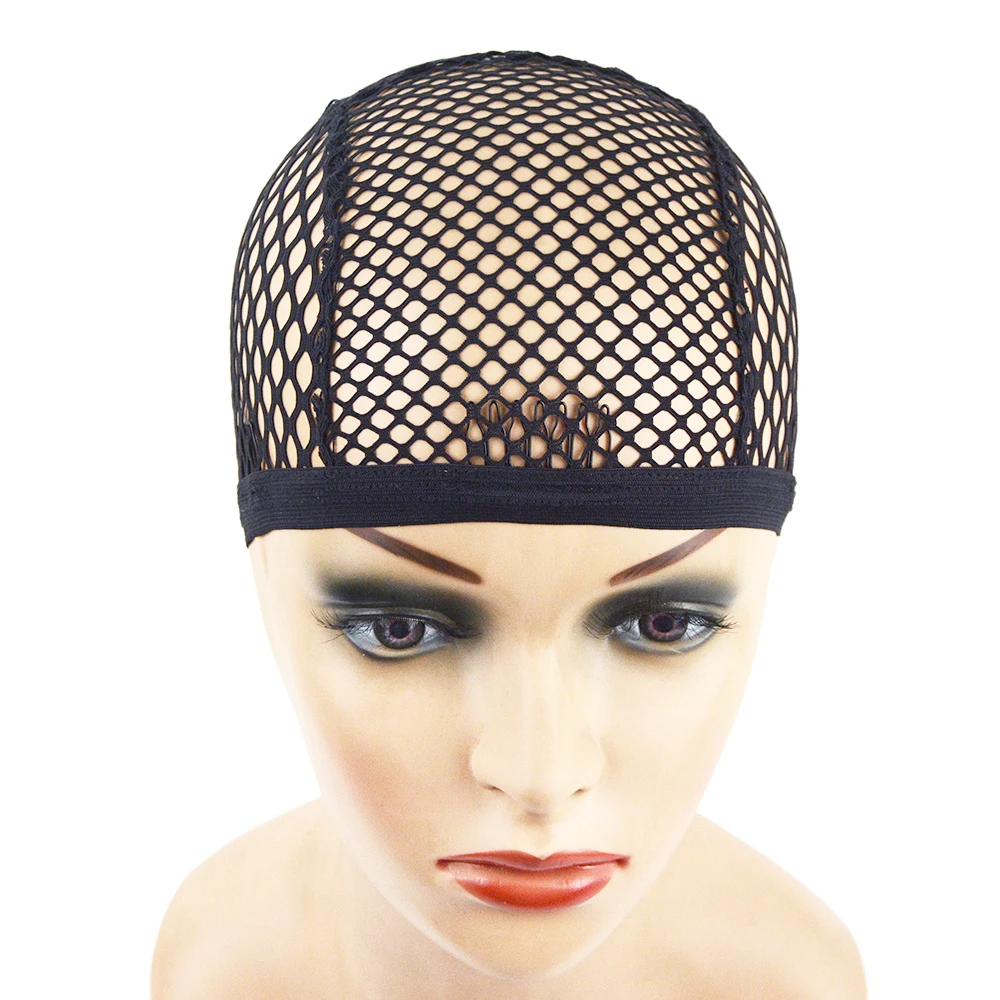1pc Black/Blonde 4 clips Stretch Mesh Cap Big Hole Weaving Cap for Making Wigs wig caps wig accessories