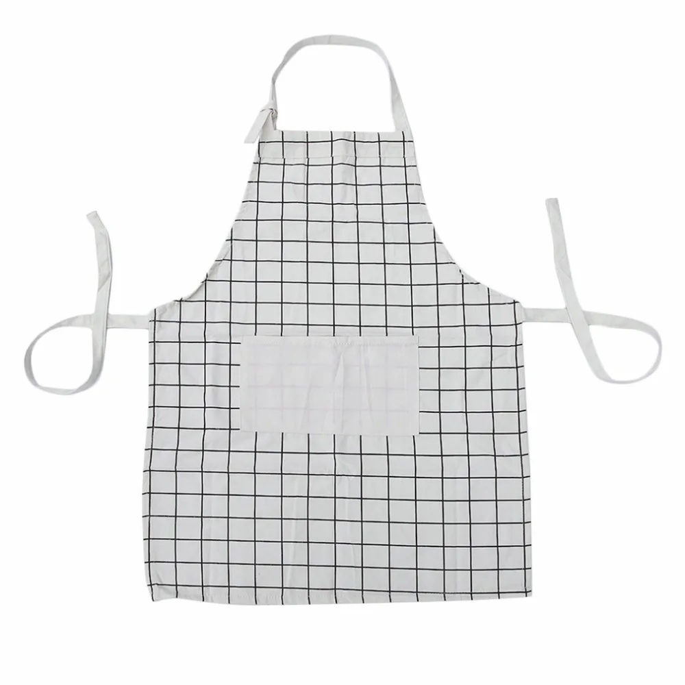 Durable Cotton Kitchen Apron Printed Unisex Cooking Aprons Barbecue Restaurant Pocket Halterneck Sleeveless Apron