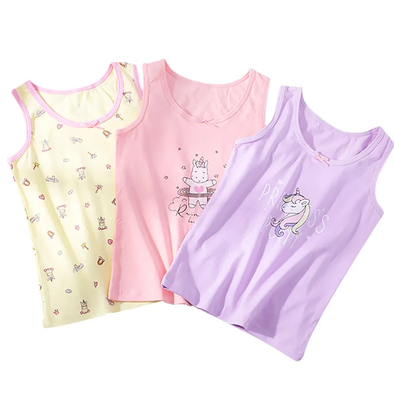 Kids Underwear Kids Tops Girl Cute Cartoon Prints Cotton Tank Tops for Baby Girl 3-10T Summer