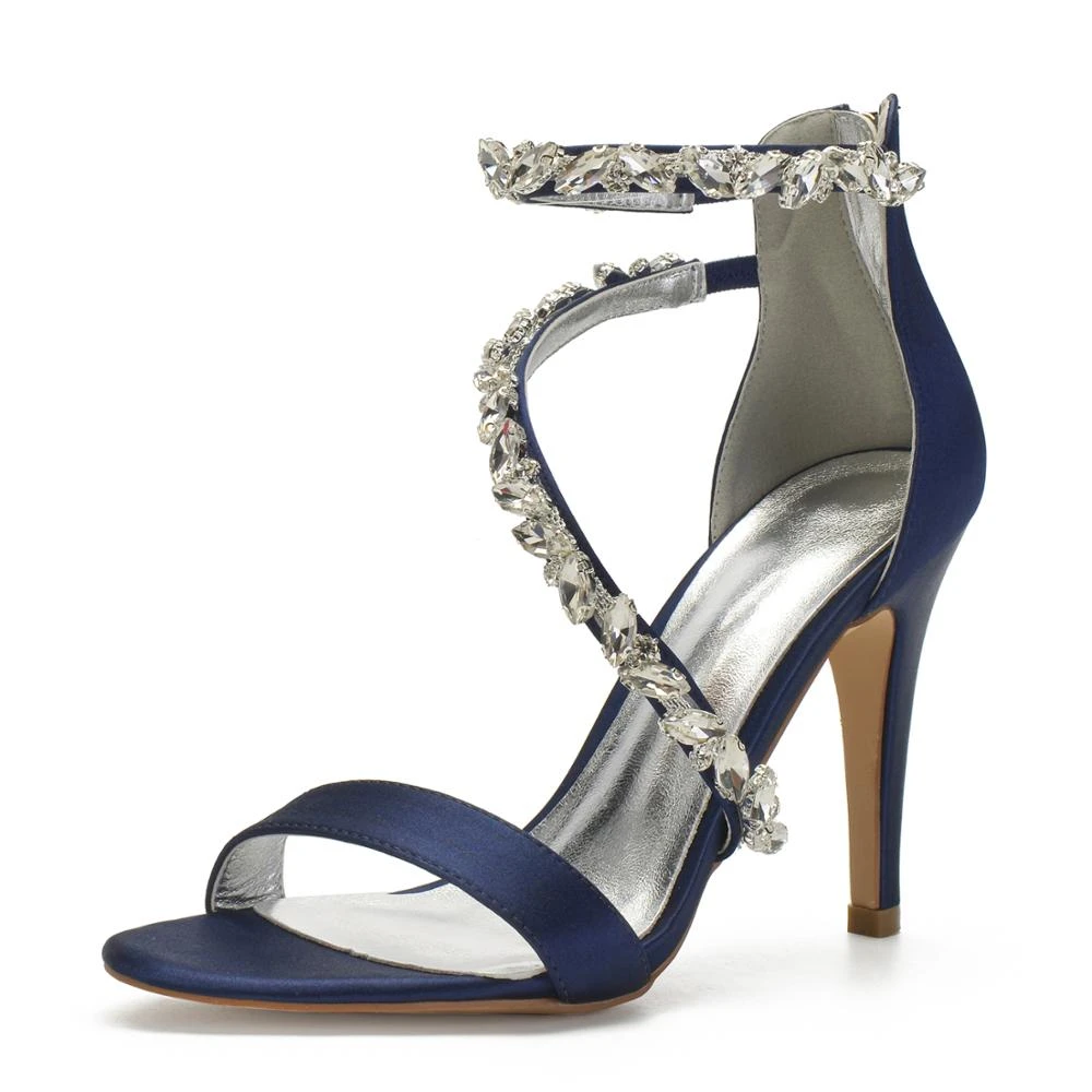 Zapatos de satén para vestido noche para mujer, Sandalias de tacón alto con cristales grandes, para fiesta, de graduación, espectáculo de verano|Sandalias de mujer| - AliExpress