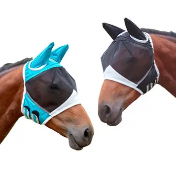 

Mesh Breathable Protection Horse Face Mask Comfort Anti-mosquito with Covers Ears for Trail Riding Comfort Easy Ride