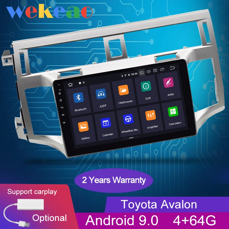  Wekeao Touch Screen 9'' Android 9.0 Car Radio Automotivo Car Dvd Player For Toyota Avalon Android A
