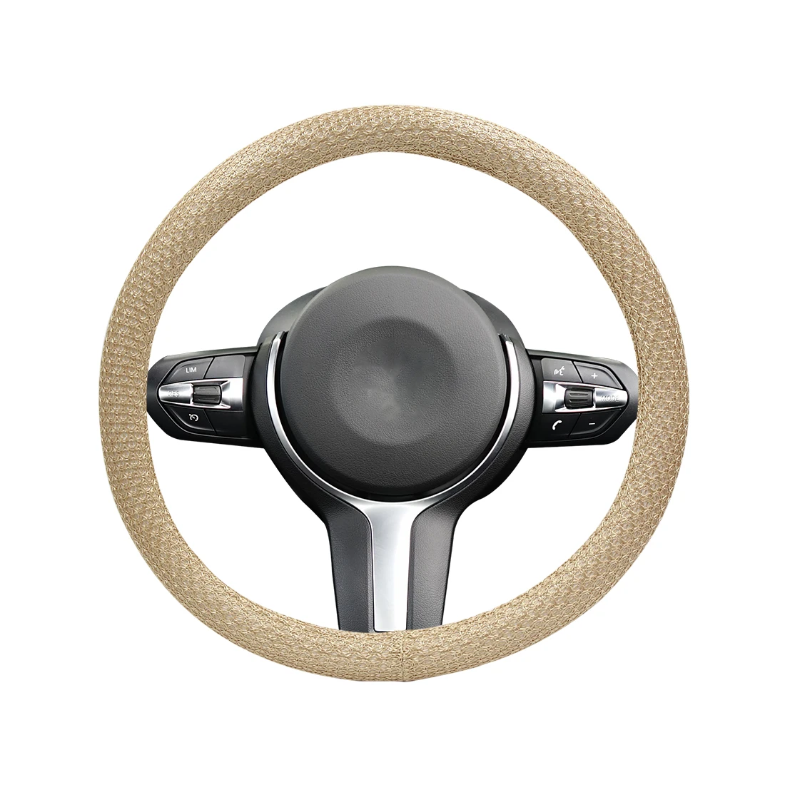 Beige Uxcell 1" 38 см Универсальный авто чехол рулевого колеса автомобиля искусственная кожа Ice Silk противоскользящая крышка рулевого колеса - Название цвета: Beige