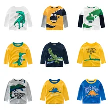 Cartoon Dinosaur Long Sleeve T-shirts For Children Autumn Cotton Girls& Boys Tops Tees Clothes Kids T Shirt For Boys