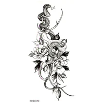 

2PCS Three Styles Grey Flower/bird/ghost Women/snake Waterproof Temporary Tattoos Men Temporary Tatoo Sticker Fake Tattoo