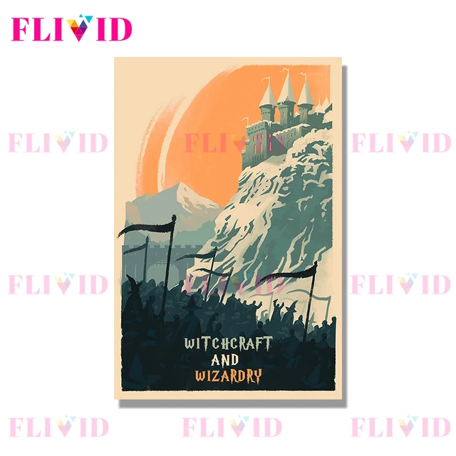 Famous Movie Witchcraft School Cartoon Scenery Nordic Poster Wall Art Canvas Painting Wall Pictures For Living Room Unframed F