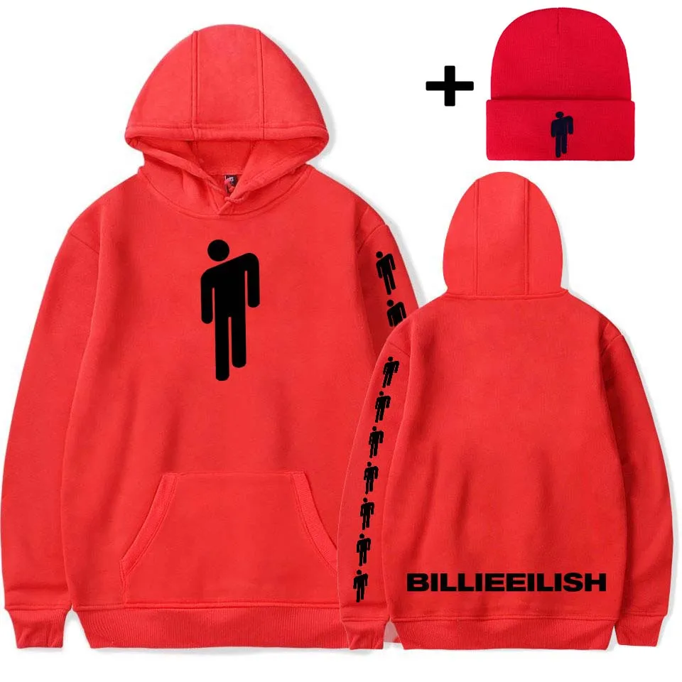 Red Suit Billie Eilish толстовки для женщин мужчин Уличная девушка красная одежда harajuku рубашка шапочки новые толстовки Топ шляпа Плохой парень - Цвет: Red Suit