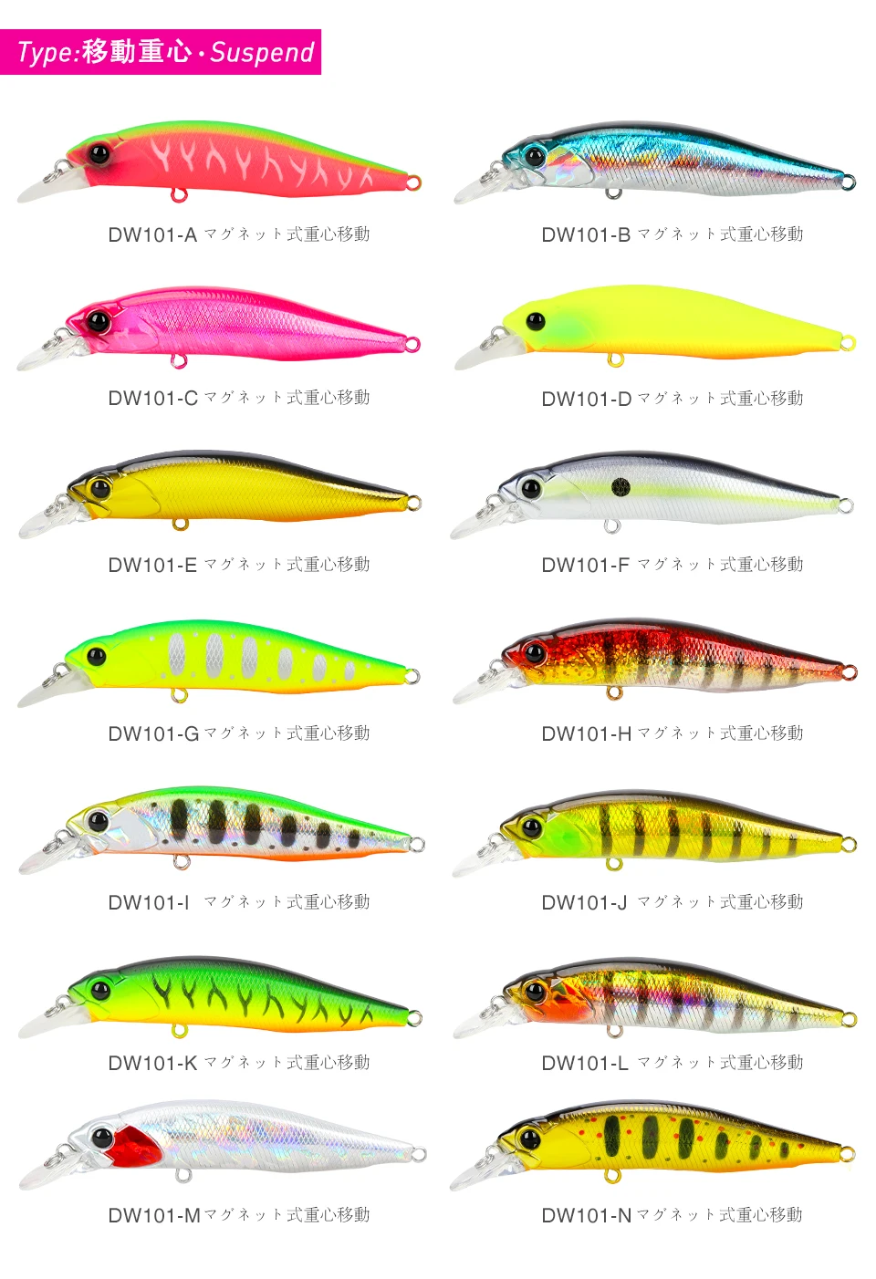 TSURINOYA Jerkbait DW101 77mm 8,5 Aussetzung Minnow Angeln Köder 77SP Künstliche Harte Köder Bewegung System Hecht Angeln Wobbler – Detail 6