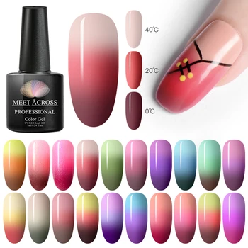 

MEET ACROSS Thermal Nail Gel Polish 7ml 3-layers Temperature Color Changing Soak Off UV LED Gel Varnish Nail Art Lacquer