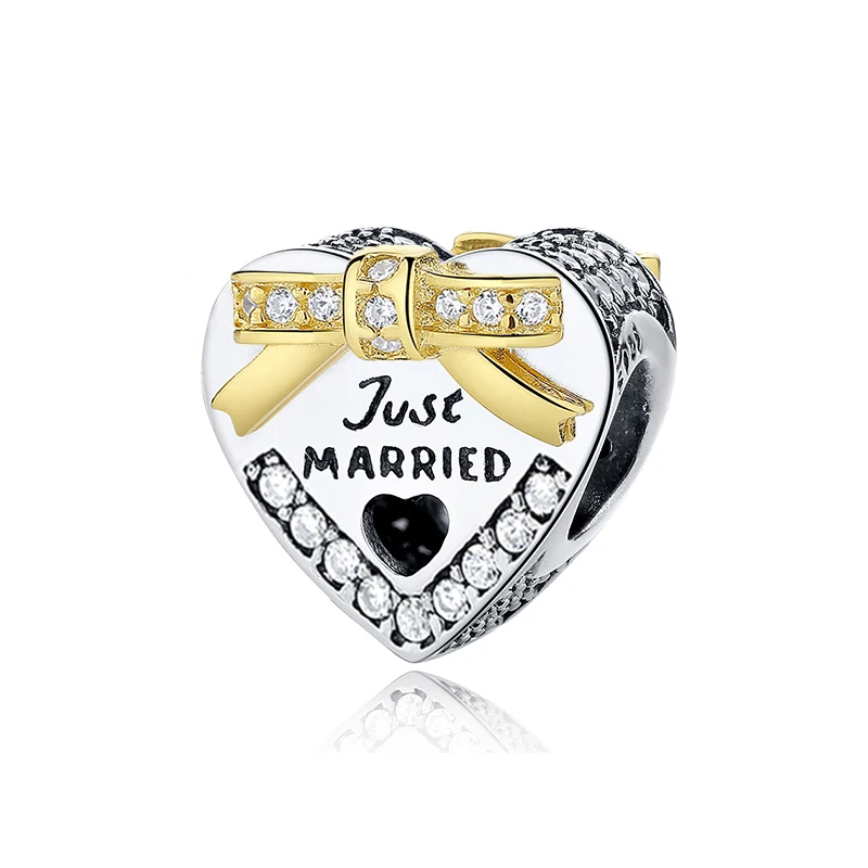 Fit Original Pandora Charms Bracelet 100% 925 Sterling Silver Just Married Wedding Heart Shaped Beads Jewelry Love Gifts|original pandora|pandora