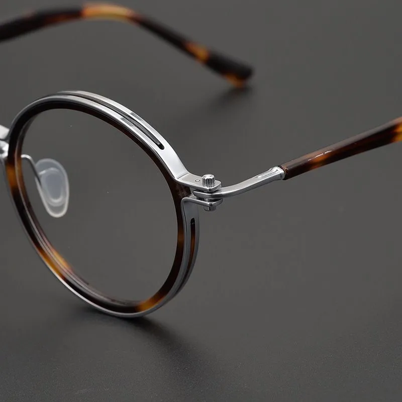 Top Quality Japanese Handmade Titanium Ultralight Retro Round Glasses Frame  Men Eyeglasses Women Optic Prescription Myopia Lens
