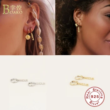 

BOAKO 925 Sterling Silver Hoop Earrings For Women Amour Couple Love Earring Hoops Luxury Engagement Earings Jewelry Pendientes