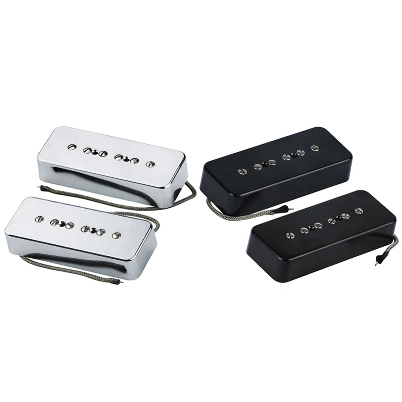 4x Neck Bridge Soap Bar P90 Pickup Alnico 5 Electric Guitar Single Coil Parts Black & Silver | Спорт и развлечения