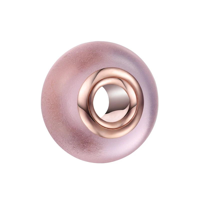 

Fits Orignal 925 Charms Bracelet Matte Pink Murano Glass Charm Sterling Silver Jewelry Woman DIY Fashion Mother's Day Beads