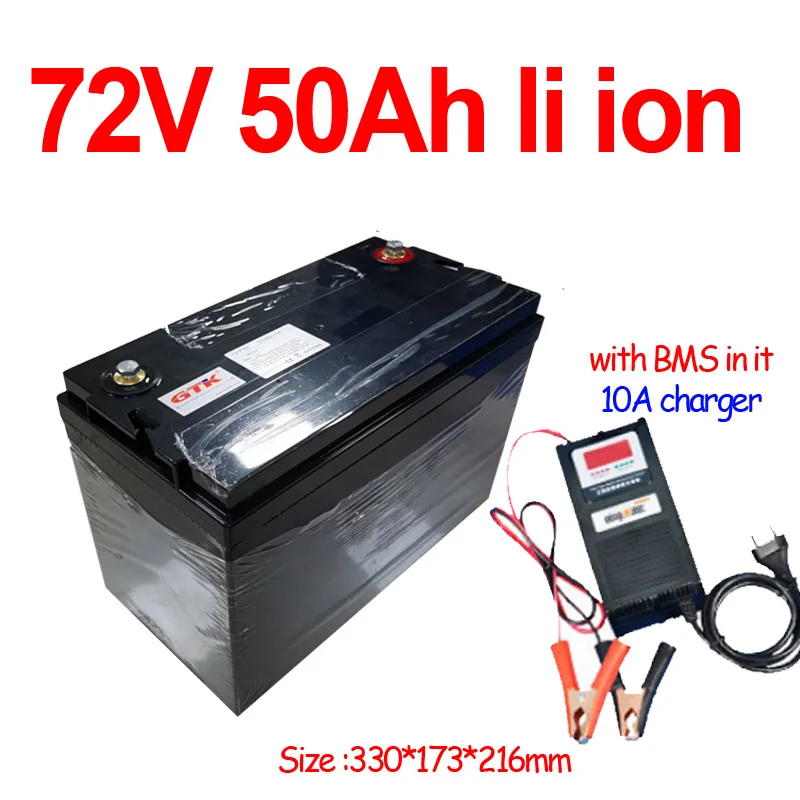 

GTK 72V 50Ah lithium ion battery pack li ion battery with BMS for 5000W bicycle scooter ebike Motorcycle Forklift +10A charger