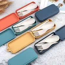 

4Pcs/3Pcs/Set Portable Folding Chopsticks Spoon Multi Purpose Foldable Fork Cutlery Set for Picnic Camping Multicolor