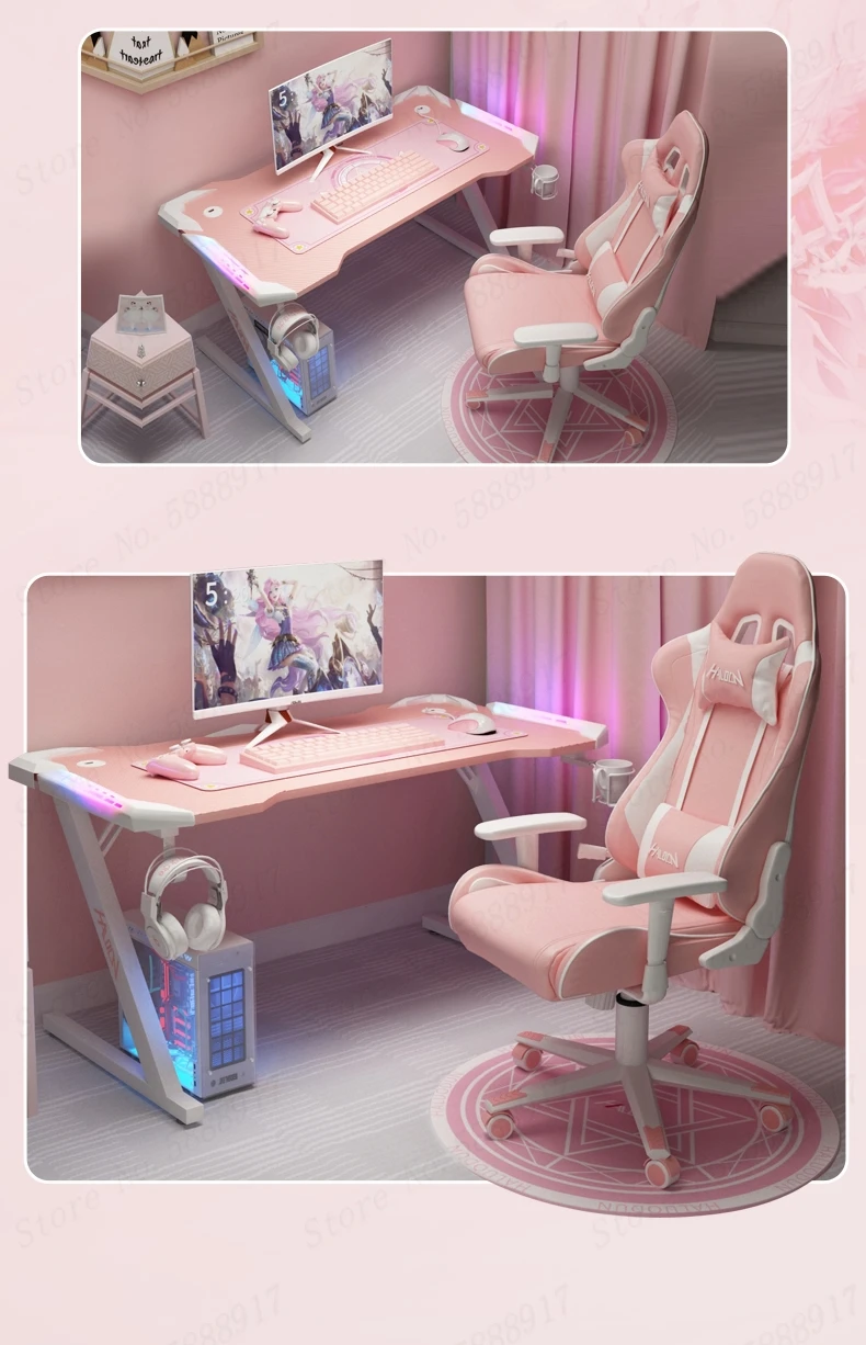 Fashion pink streamer table computer desk  family anchor cute girl game table combination strong high-end table