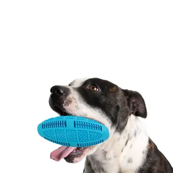 

Pet Dog Rugby Football Shape Toy Puppy Interactive Moalr Chew Toy Silicone Leaking Food Molar Stick For Cleaning Pet Teeth