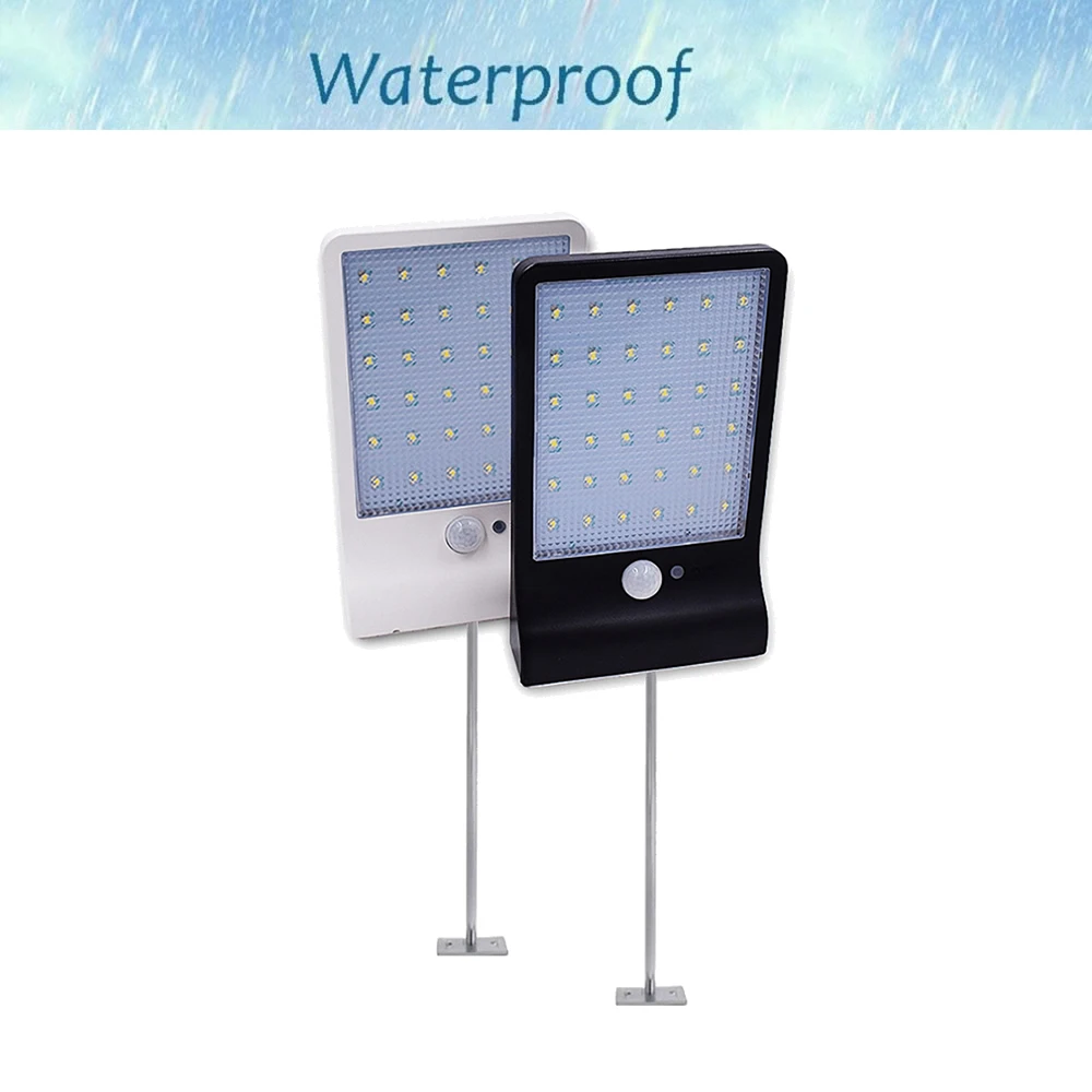 

Metal poles 48 LED Solar Lights Outdoor Motion Sensor Wall Sconces Light with Remote Control 900lm Lamp Security Lighting For Ga