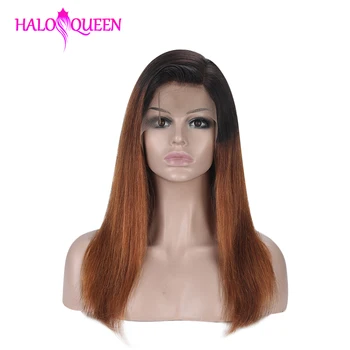 

HALOQUEEN Remy Hair Straight Lace Front Human Hair Wigs 5# Color 13*4 Lace Front Wigs for Women 130% 150% Density Bleached Knot