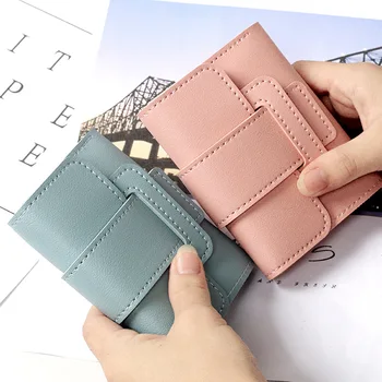 

Leisure Casual New Fashion Solid Color Pull-belt Three Fold Women's Wallet Women's Purse Clutch Students Short Wallet For Female