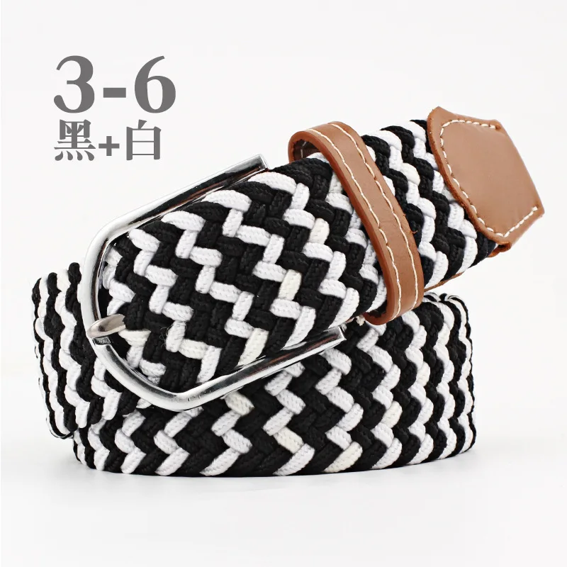 mens brown belt Multi-colored Belt Young Student Pin Buckle Woven Belt Casual Canvas Elastic Expandable Braided Stretch Belt Plain Webbing Strap black leather belt Belts