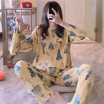 

Women Pajamas Set Cute Long Sleeve Women Sleepwear Long Pant Simple Pajamas New Lazy Princess Style 2020 Spring Summer 3 Pcs