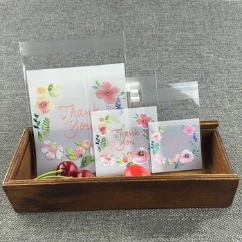 

100Pcs Plastic Bags Thank You Cookie Candy Bag Self-Adhesive For Biscuit Baking Packaging Bag Wedding Birthday Party Gift Bag