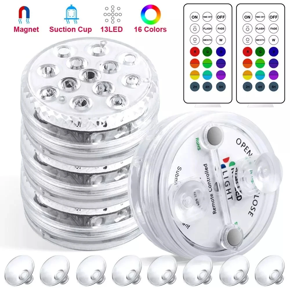 13LED 16 видов цветов RGB led аквариум погружные свет таймера RF пульт дистанционного