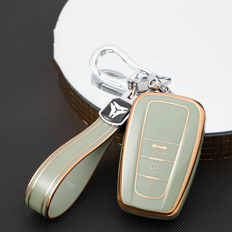 TPU copertura chiave dell'automobile 2 3 caso pulsante per Toyota Camry CHR CH-R Prius Corolla RAV4 Prado 2017 2018 2019 portachiavi senza chiave - Hd633870e59c647468d169902115f5c00W