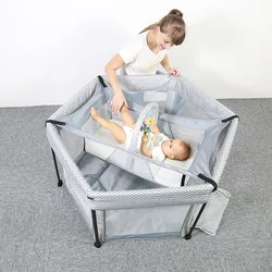 LazyChild – berceau Portable en maille pour bébé de 0 à 2 ans, lit de jeu à double usage, berceau Hexagonal pliant à deux couches pour tout petit 