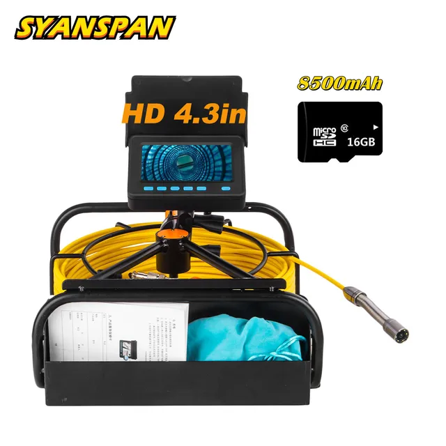 $US $222.32 Portable 8500mAh Capacity Standable 16GB TF Card DVR IP68 SYANSPAN Industrial Drain Sewer Pipe Inspection Video Camera Endoscope