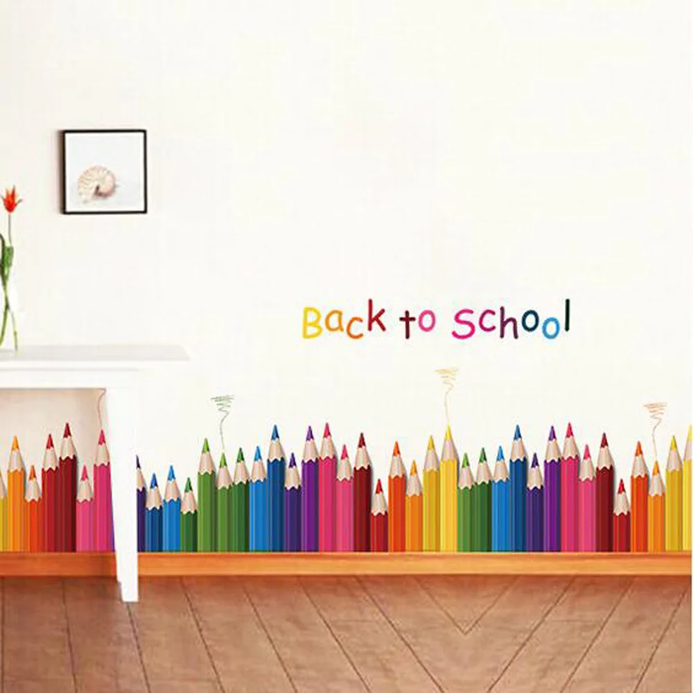 XL7147 новичок декоративный разноцветный карандаш креативные настенные наклейки Спальня Гостиная настенные наклейки для детского сада с клипсой