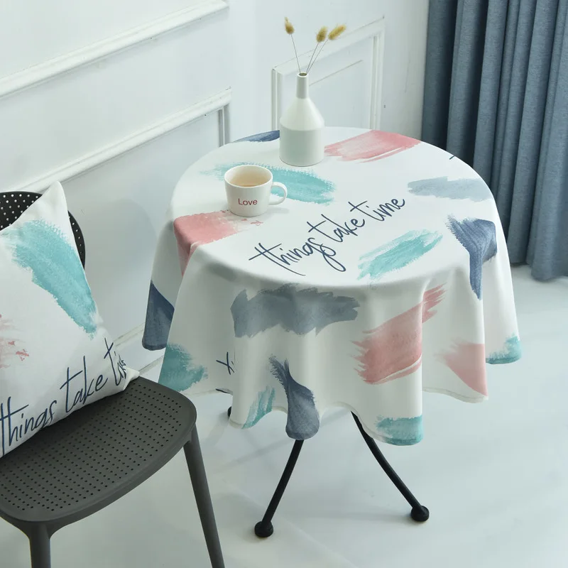 

Nordic Round Tablecloth Simple Waterproof Restaurant Hotel Household Round Table Cloth Christmas Decoration for Home
