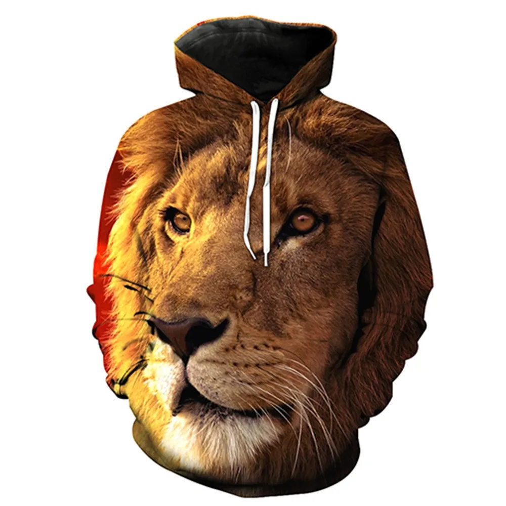 

2020 new men's hoodies 3d printed lion king of the forest, casual fashion men's hoodies, popular in Europe and America