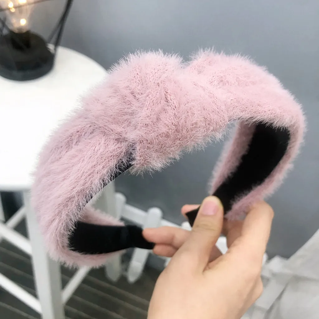 Fashion Bow Hairband Womens Solid Hair Head Hoop Sweet Lovely Girls Headband fashion Leisure Convenience personality high qualit - Цвет: Розовый