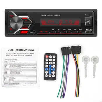 

12V Single DIN Bluetooth Car Stereo USB/TF Card/Aux-in/FM Radio Receiver with Remote Control Auto Accessories