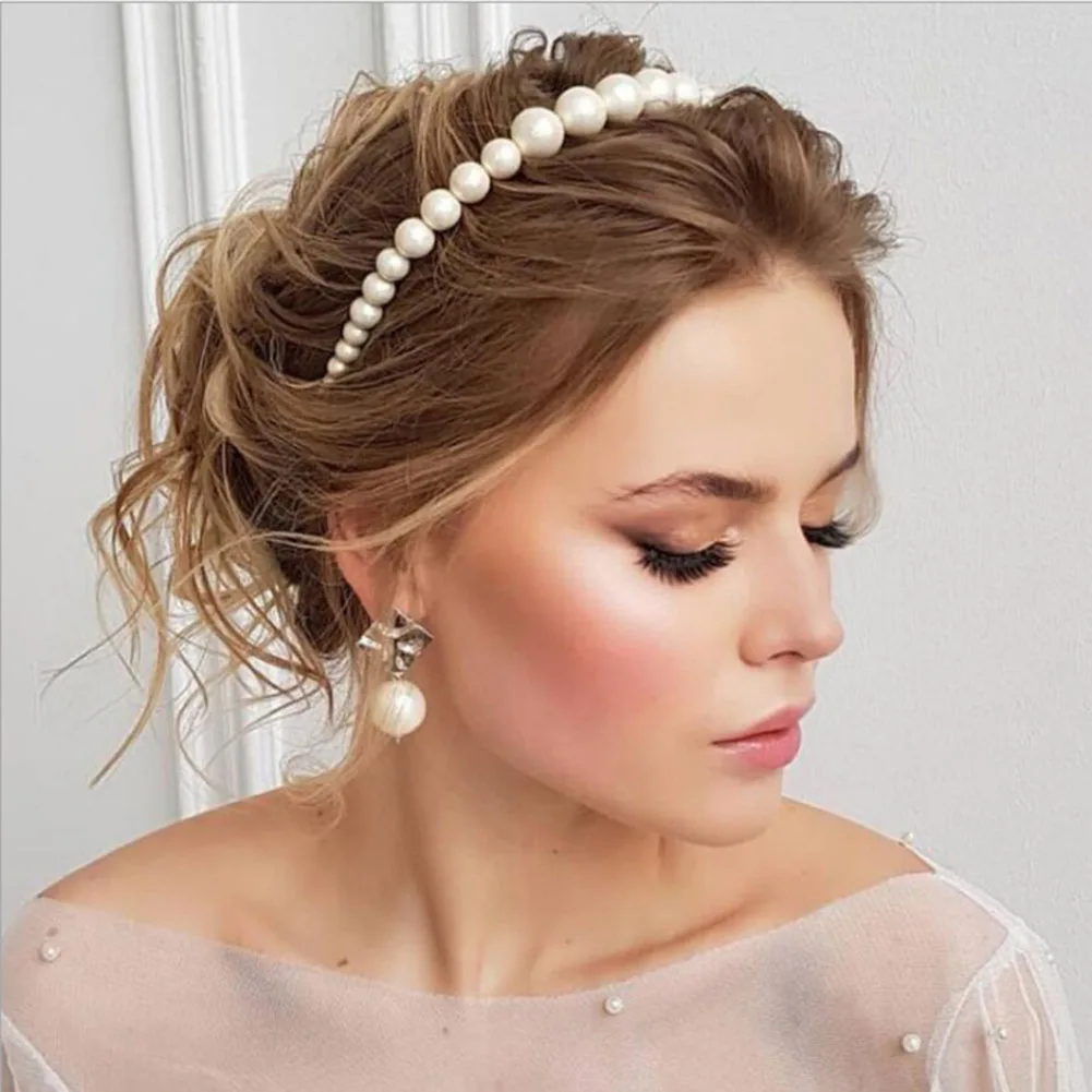 

2019 Fashion Pearls Hairbands Elegant Headband Women Headwear Cute Hair Hoop Bezel for Girls Hair Accessories