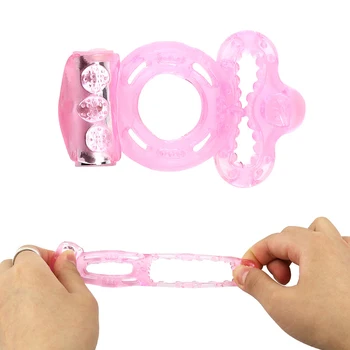 FBHSECL Vibrating Penis Rings Delay Ejaculation Double Cock Ring Sex Toys for Men Couple Adult Clitoris Stimulate Sex Shop 4
