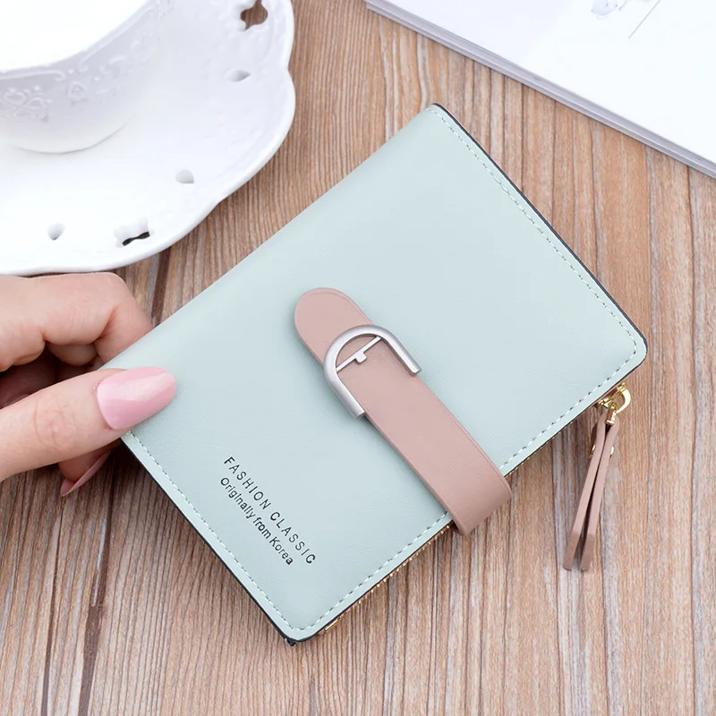 Soft Leather Women Small Wallet Strap Hasp Design Credit Card Holder