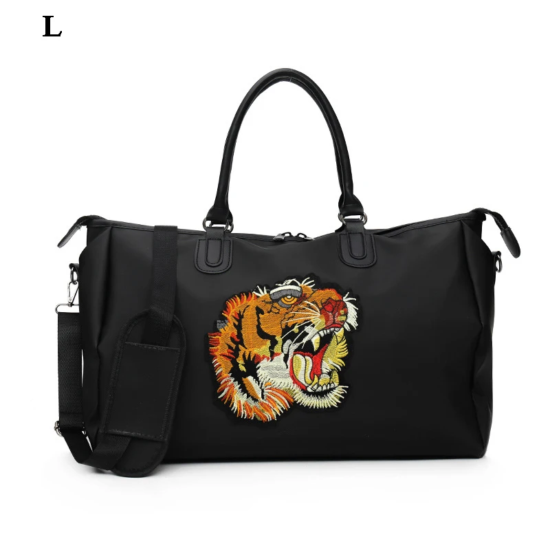 L Travel bag Женская дорожная сумка большой емкости, сумки для багажа, водонепроницаемая нейлоновая спортивная сумка для путешествий, сумка для путешествий с вышитым тигром, сумка для выходных - Цвет: L Travel bag