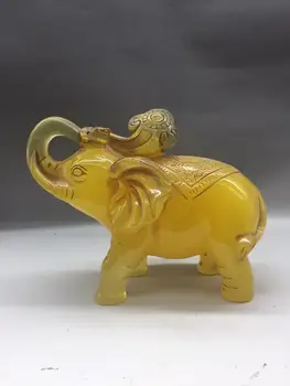 

Chinese Antique New Elephant Honey Wax Belt Fluorescent Home Decoration