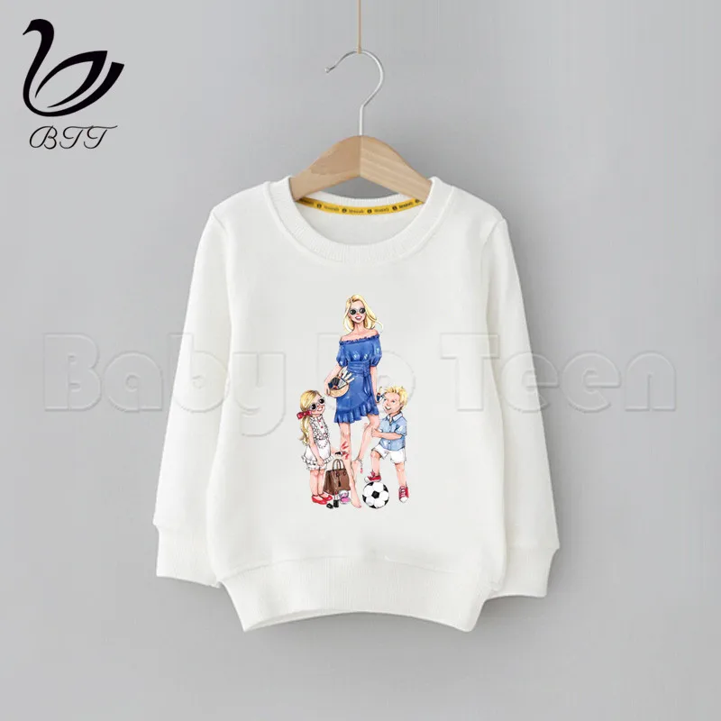 Kids Mother's Day Gift Super Mom Sweatshirt Girl MOM Hoodies BoyGirls Casual Hooded Clothes Unisex Print Sweatshirt Boys Girls