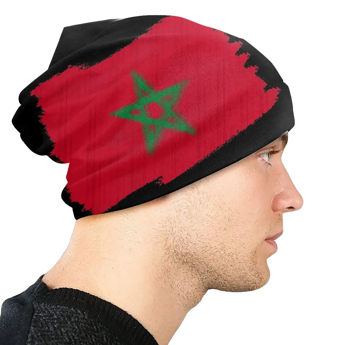 dolor de estómago Todavía Acechar Gorro con diseño fresco de la bandera de Marruecos, gorro de punto marroquí,  gorros góticos para exteriores, gorro cálido de doble uso para hombres y  mujeres adultos _ - AliExpress Mobile
